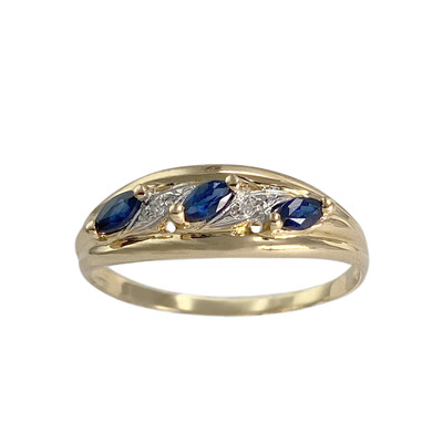 Bague d'occasion or 2 tons 750 saphirs diamants - vue 1