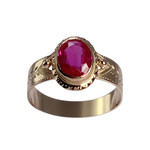 Bague d'occasion or 750 jaune rubis synthetique - vue 1