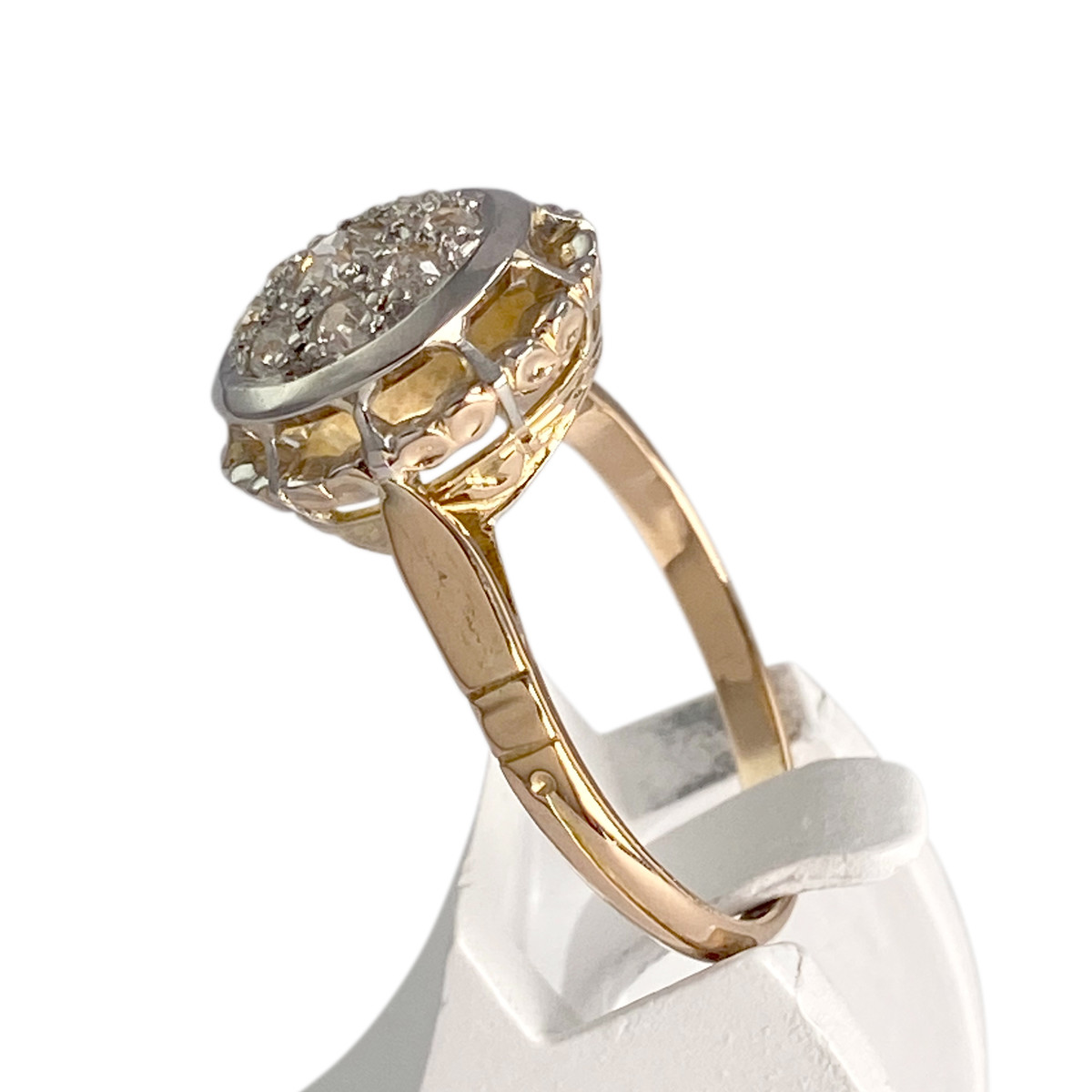 Bague d'occasion  or 750 2 tons diamants - vue 2
