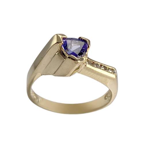 Bague d'occasion or 585 jaune tanzanite diamant