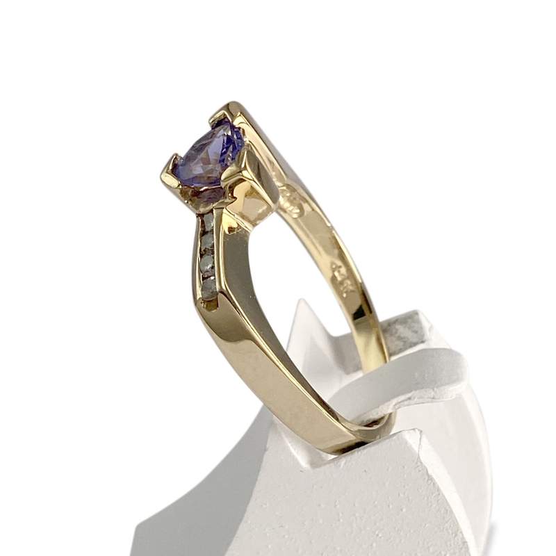 Bague d'occasion or 585 jaune tanzanite diamant - vue 2