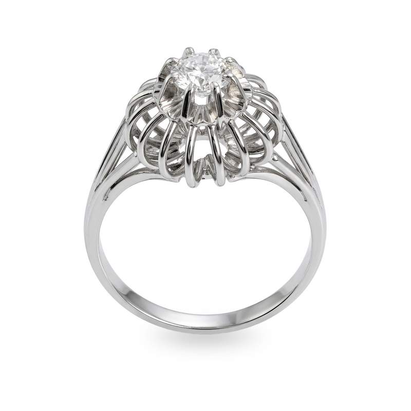 Solitaire d'occasion or 750 blanc diamant - vue 1