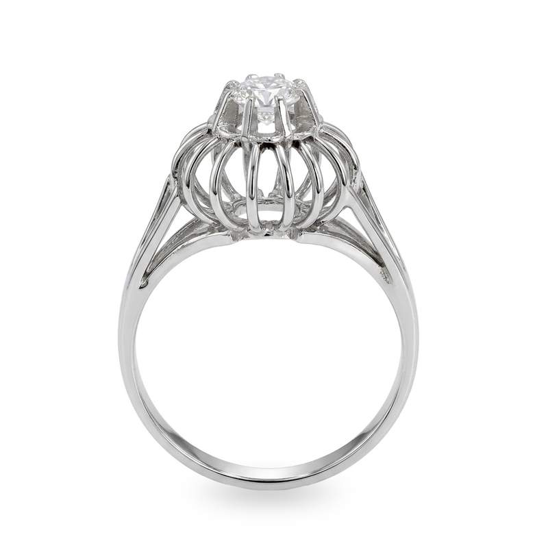 Solitaire d'occasion or 750 blanc diamant - vue 3