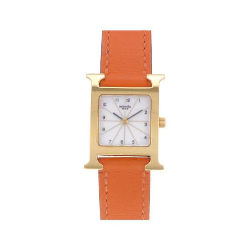 Montre d'occasion HERMES Heure H femme quartz bracelet cuir d'origine