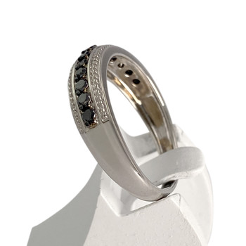 Bague d'occasion or 750 blanc diamants noirs traités