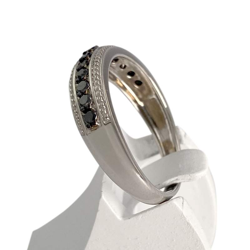Bague d'occasion or 750 blanc diamants noirs traités - vue 2