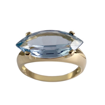 Bague d'occasion or 750 jaune spinelle synthétique