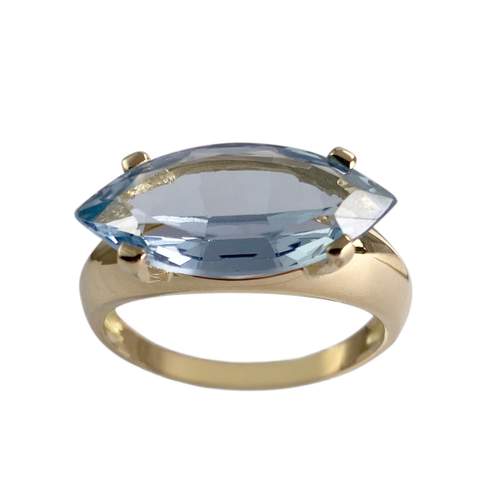 Pre-owned 750 yellow gold ring with synthetic spinel