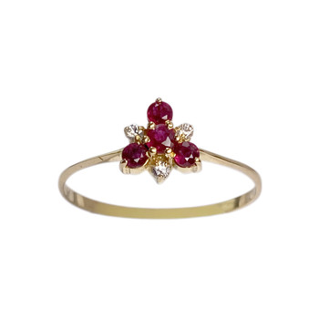 Bague d'occasion or 750 jaune zirconias rubis