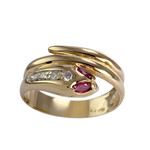 Bague d'occasion or 750 jaune serpent diamant rubis - vue 1