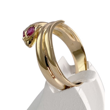 Bague d'occasion or 750 jaune serpent diamant rubis