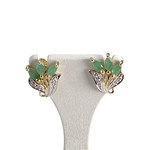 Boucles d'oreilles d'occasion  or 750 2 tons émeraude diamant - vue 1