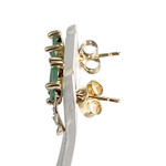 Boucles d'oreilles d'occasion  or 750 2 tons émeraude diamant - vue 2