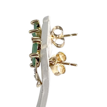 Boucles d'oreilles d'occasion  or 750 2 tons émeraude diamant