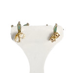 Boucles d'oreilles d'occasion  or 750 2 tons émeraude diamant - vue 3