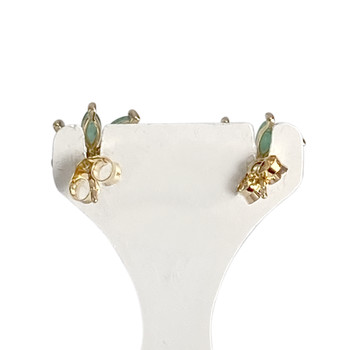 Boucles d'oreilles d'occasion  or 750 2 tons émeraude diamant