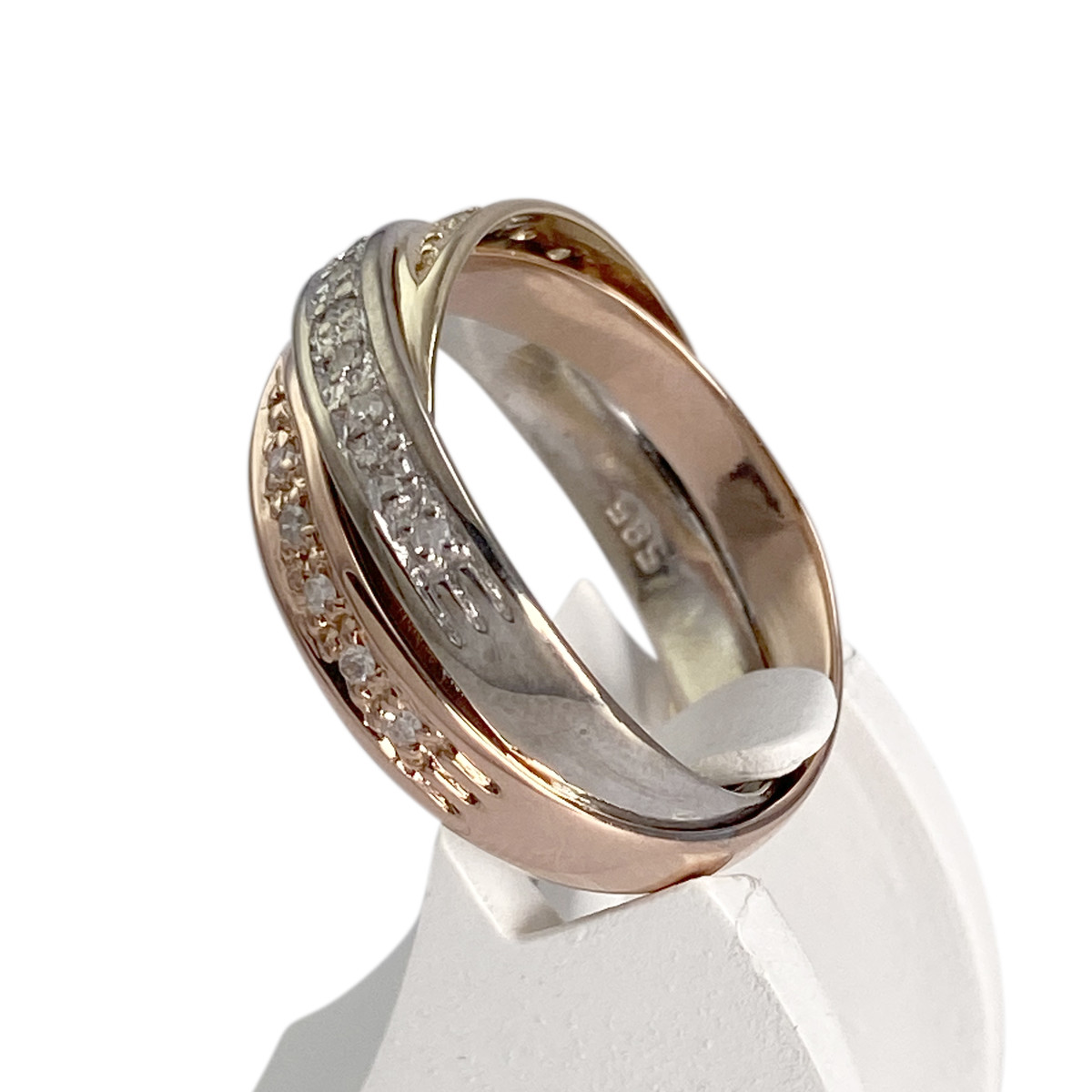 Bague d'occasion 3 ors 585 diamants - vue 2