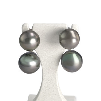 Boucles d'oreilles d'occasion or 375 blanc perle de tahiti