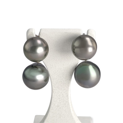 Boucles d'oreilles d'occasion or 375 blanc perle de tahiti - vue 1
