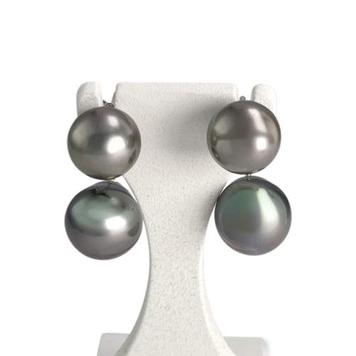 Boucles d'oreilles d'occasion or 375 blanc perle de tahiti