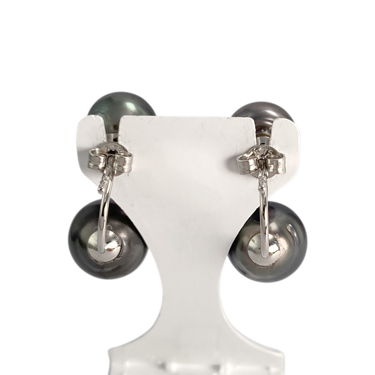Boucles d'oreilles d'occasion or 375 blanc perle de tahiti - vue 3