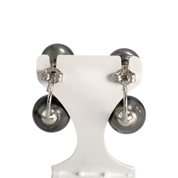 Boucles d'oreilles d'occasion or 375 blanc perle de tahiti