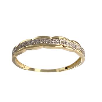 Tweedehands gouden 750 2 toon diamanten ring
