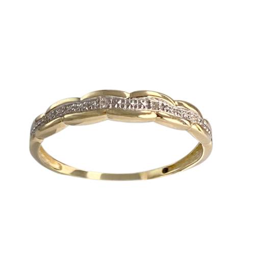 Second hand ring gold 750 2 tone diamond