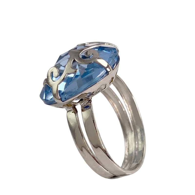 Bague d'occasion or 750 blanc spinelle synthetique - vue 2