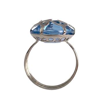 Bague d'occasion or 750 blanc spinelle synthetique