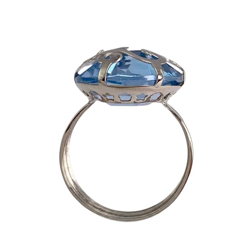 Bague d'occasion or 750 blanc spinelle synthetique - vue 3