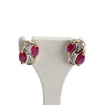 Boucles d'oreilles d'occasion or 750 2 tons diamant rubis - vue 1