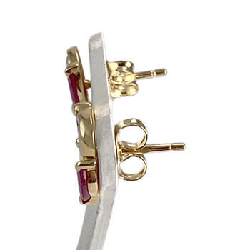 Boucles d'oreilles d'occasion or 750 2 tons diamant rubis