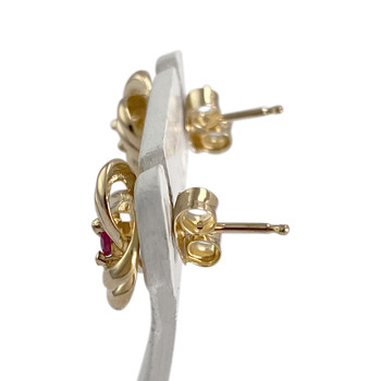 Boucles d'oreilles d'occasion or 750 jaune rubis