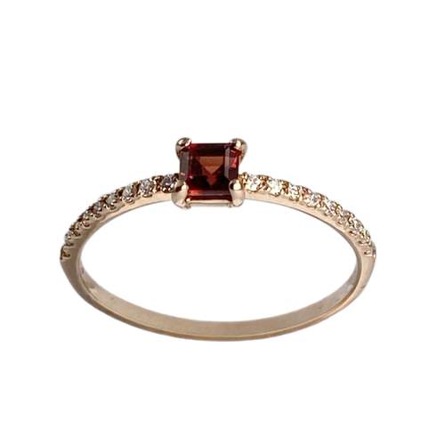 Bague d'occasion or 375 rose diamant grenat