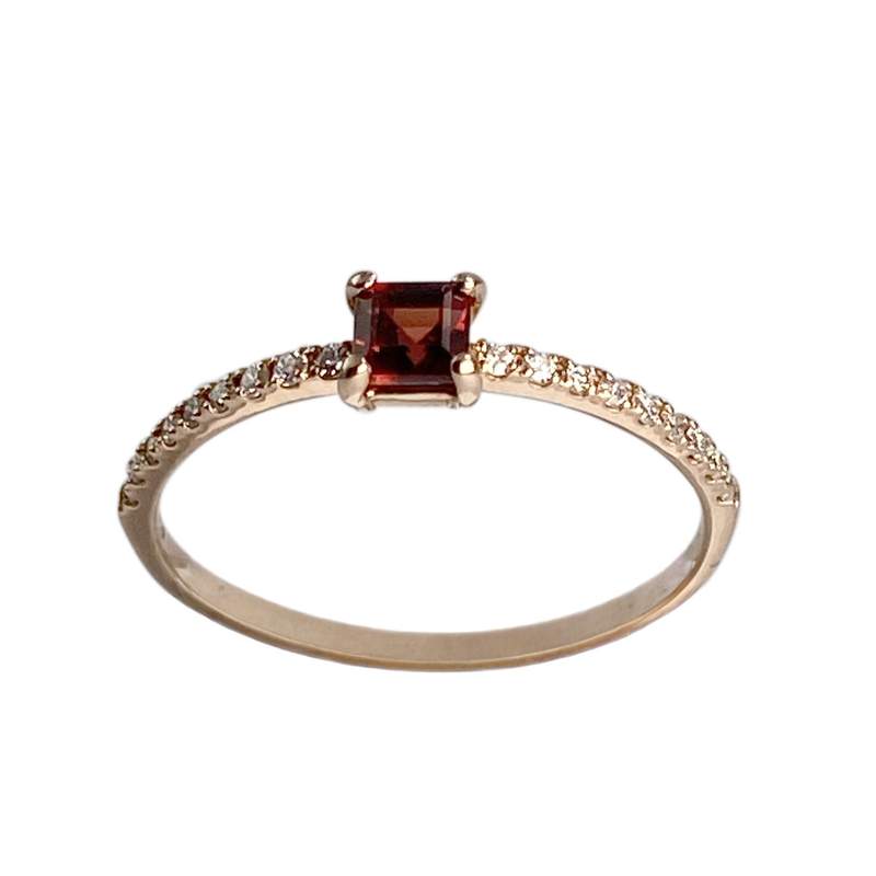 Bague d'occasion or 375 rose diamant grenat - vue 1