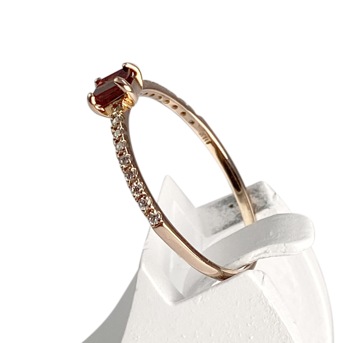 Bague d'occasion or 375 rose diamant grenat - vue 2