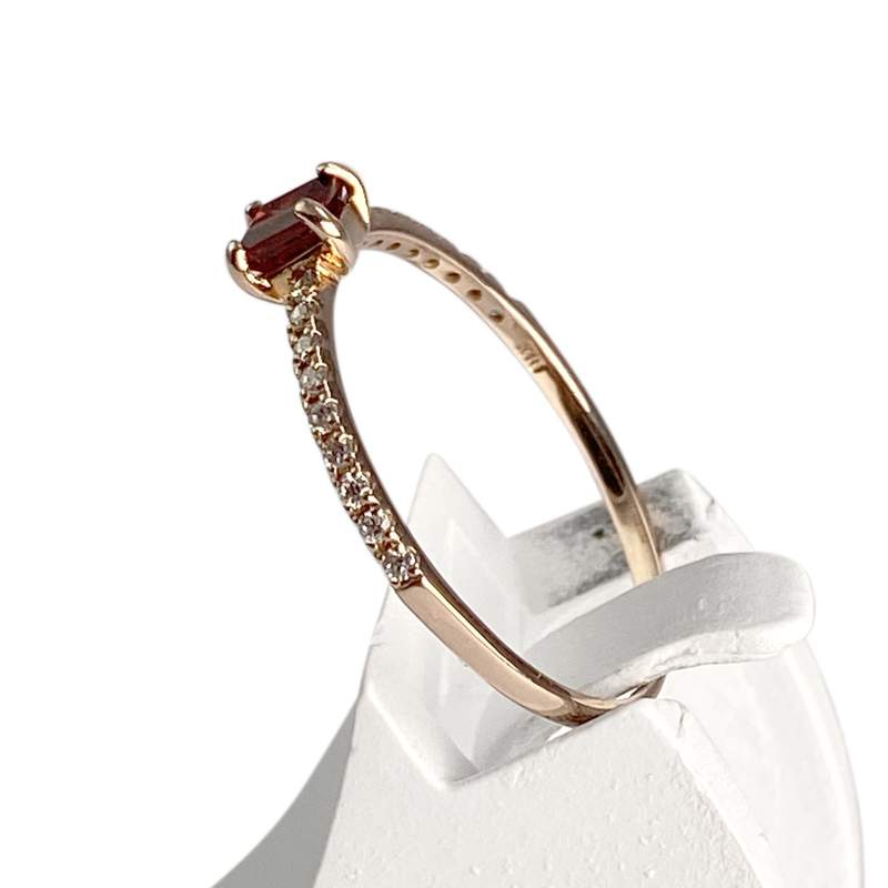 Bague d'occasion or 375 rose diamant grenat - vue 2