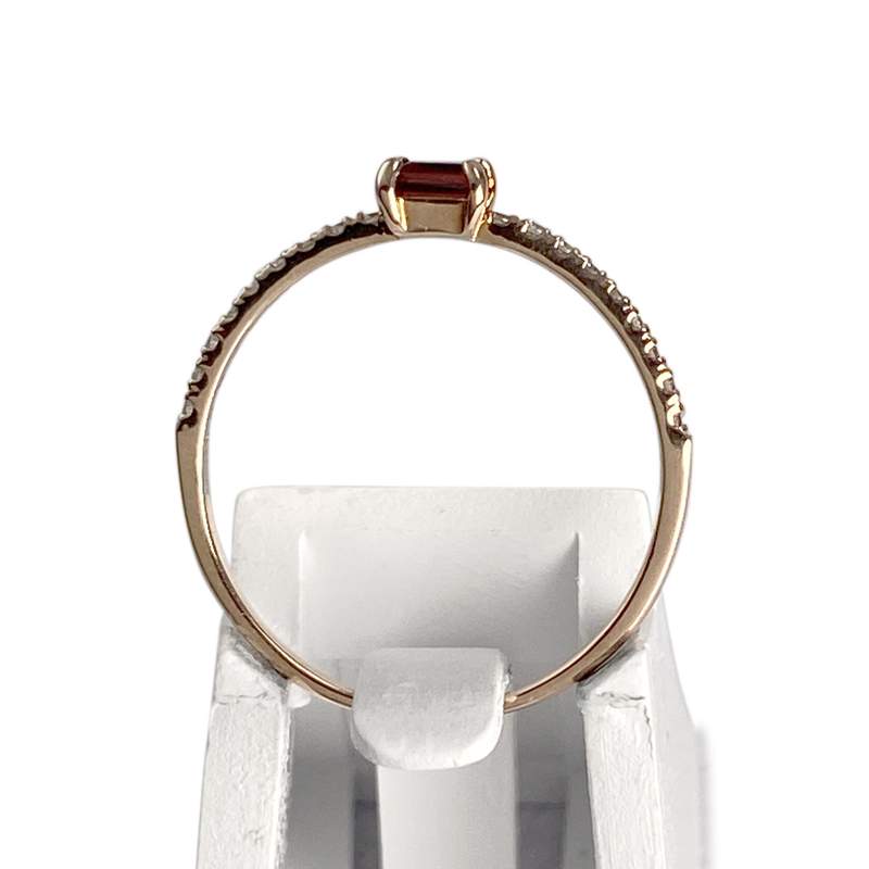 Bague d'occasion or 375 rose diamant grenat - vue 3