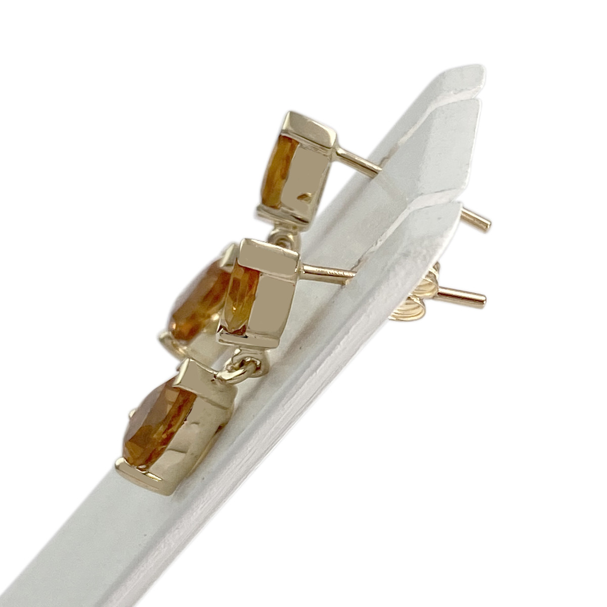 Boucles d'oreilles d'occasion or 375 jaune citrines - vue 2