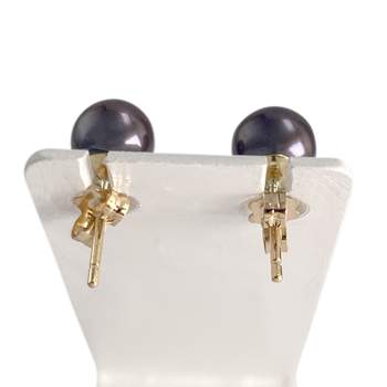 Precious metal earrings 750 gold yellow cultured pearl
