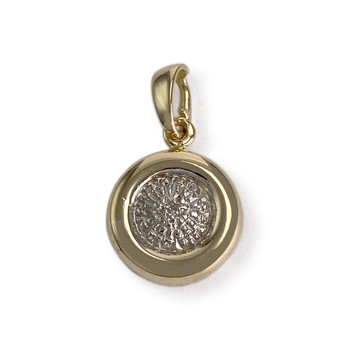 Second hand pendant gold 750 2 tone diamond