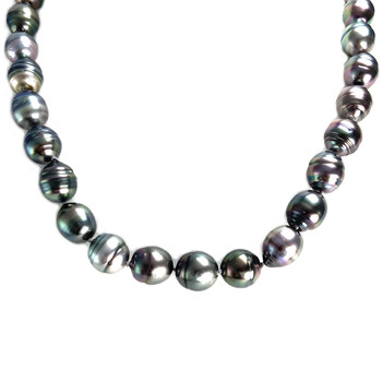 Tweedehands ketting van 750 geelgoud met Tahiti-parel