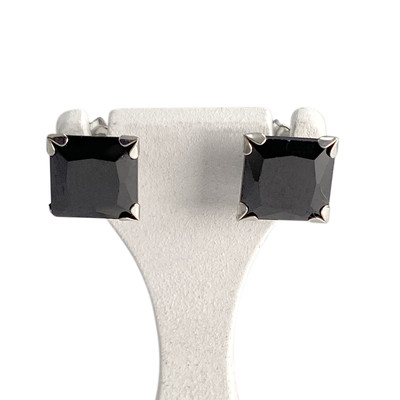 Boucles d'oreilles d'occasion or 375 blanc hematite - vue 1