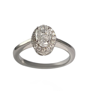 Bague d'occasion or 750 blanc diamants