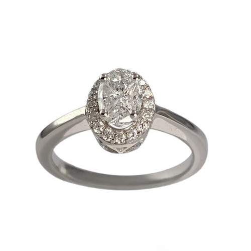 Bague d'occasion or 750 blanc diamants