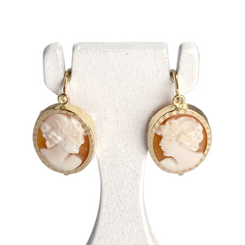 Boucles d'oreilles d'occasion or 750 jaune camee