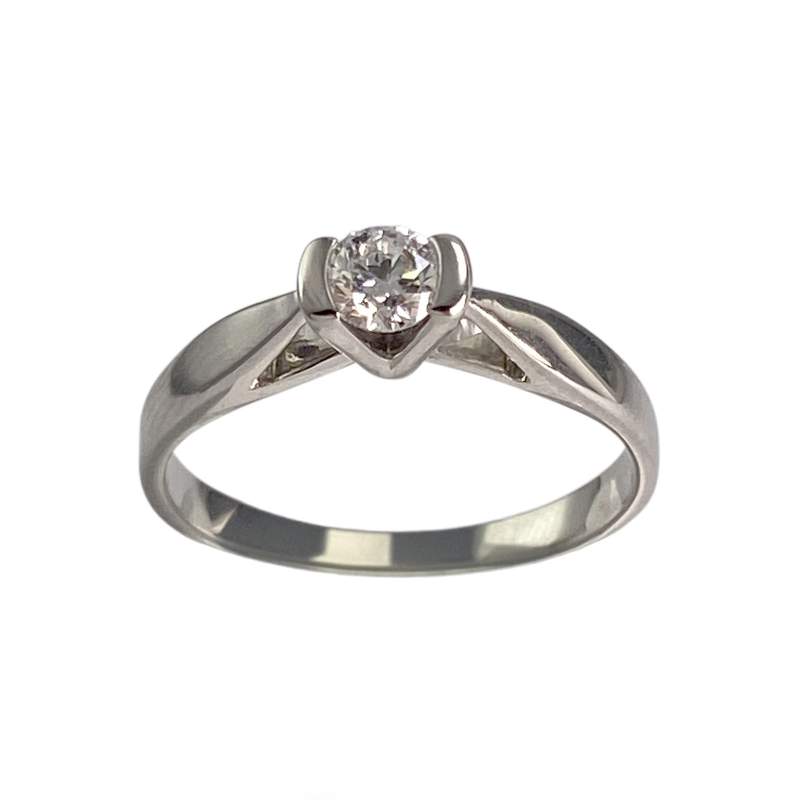 Solitaire d'occasion or 750 blanc diamant - vue 1