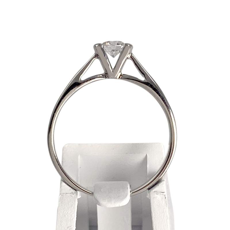 Solitaire d'occasion or 750 blanc diamant - vue 3