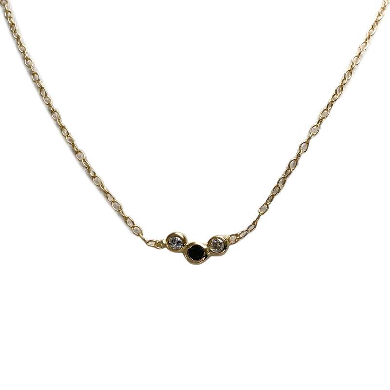 Collier d'occasion or 750 jaune diamants émeraude 38cm - vue 1